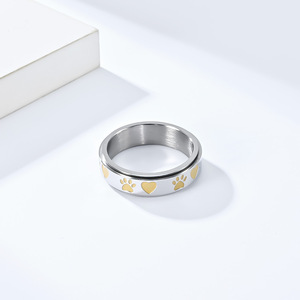 Cute Puppy Paw Print Heart Rotating <b>Ring</b> For Women Titanium Steel Jewelry Gift - Product Image 4