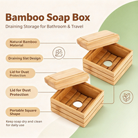 Boîte à Savon Portable Écologique en Bambou de Haute Qualité avec Couvercle et Grille de Drainage, Personnalisable avec Logo, pour Rangement de Savon Artisanal dans la Salle de Bain