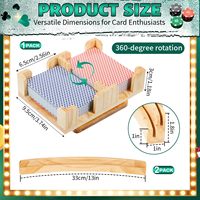 Ensemble de porte-cartes en bois personnalisé avec 360 °   Plateau rotatif avec porte-cartes incurvés Canasta Bridge pour jeux de cartes en famille, seniors et enfants
