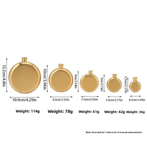 Gourde de luxe portable en acier inoxydable doré de 1/2/3/5/8 oz, vente en gros - Product Image 3