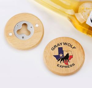 Custom Logo Round Bottle Openers Coaster Fridge Magnet Refrigerator Beer Bottle Opener for <b>Bar</b> Bridegroom Wedding Gift - Product Image 2