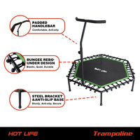 Venta Directa de Fábrica, Mini Trampolín de Gimnasia para Interiores, de Acero y PP, con Barandilla Ajustable