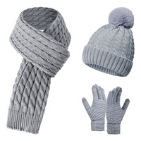 Nouvel ensemble trois pièces unisexe personnalisé avec logo : bonnet, écharpe et gants en tricot de Père Noël à pois pour fêtes de Noël en extérieur – Offre Spéciale