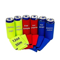Manchon isotherme en néoprène personnalisé avec logo pour canette mince 12 oz – Réutilisable, idéal pour les fêtes, promotionnel, cadeau, vente en gros