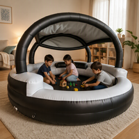 Jacuzzi gonflable de luxe sur mesure pour l'extérieur, avec auvent, éclairage LED et marchepied gonflable pour jardin