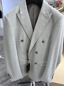 Vendita calda giacca da <span class=keywords><strong>uomo</strong></span> Slim Fit nuovo Design <span class=keywords><strong>doppiopetto</strong></span> tinta unita per riunioni di lavoro - Product Image 4