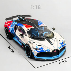 Voitures miniatures en métal 1:18 <span class=keywords><strong>Bugatti</strong></span> <span class=keywords><strong>Divo</strong></span> avec revêtement de course, son et lumière, portes ouvrables, direction des roues avant, modèle de voiture en métal - Product Image 1