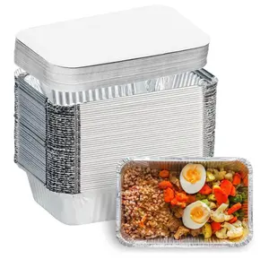 Disposable Tin Foil Pans Baking Meal Prep and Freezer Takeout Aluminum Foil Food Containers with Lids