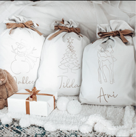 Sacs de Noël personnalisés en toile vierge grande taille avec cordon de serrage, sacs cadeaux réutilisables à double couche