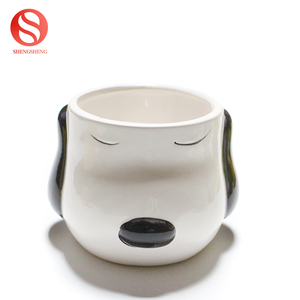 Animal perro blanco de flores de porcelana maceta para suculenta, plantador de cerámica, pote de la planta - Product Image 6