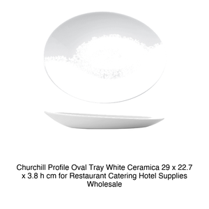 Plateau de service ovale 29 × 22,7 cm H 3,8 cm en céramique blanche Churchill Whor12 - Product Image 2