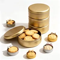 Boîte en métal ronde personnalisée, petite et grande, de qualité alimentaire, pour bonbons, desserts, fruits secs, biscuits, gâteaux, emballage cadeau en métal