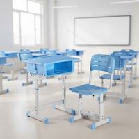 Ensemble bureau et chaise d'étude pour enfants avec tiroir, table d'apprentissage réglable avec surface de travail en plastique pour la maison
