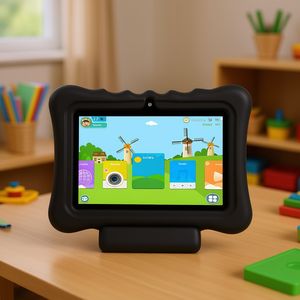Étui pour tablette Kidzfun 7 pouces en silicone antichoc avec support pour la protection des tablettes pour enfants Noir - Product Image 2