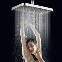 Pommeau de douche à effet pluie surdimensionné de luxe 32x21cm-Design chromé mural pour salle de bain spa (grande taille moderne)