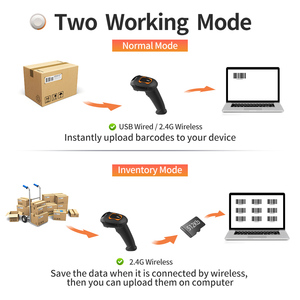 Xincode 2D QR Máy quét mã cầm tay 1D USB Máy quét mã vạch không dây 2.4G Đầu đọc mã vạch cho siêu thị giá mã vạch quét - Product Image 5