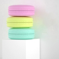 Conteneur cosmétique en plastique PP multicolores en forme de macaron, pots cadeaux pour le baume à lèvres