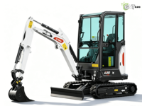 Mini-excavatrice E20 d'occasion pour moteur EPA EURO 5, avec pelle standard, lame de bulldozer et moteur utilitaire pour travaux de terrassement compact.
