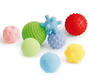 BPA Free ซอฟท์ประสาทสัมผัสสัมผัสหลายเนื้อลูกรับรู้ของเล่นเด็กเกิดใหม่ที่มีสีสดใส BB เสียงชุด