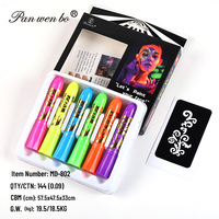 6 crayons de peinture fluorescente néon pour le visage, qui brillent sous la lumière noire, pour le maquillage du visage et du corps pour Halloween, les soirées en club et les fêtes lumineuses de Noël