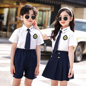 <strong>New</strong> Custom Design White Shirt Navy Shorts Boys Girls <strong>School</strong> <strong>Uniform</strong> for Summer <strong>Kindergarten</strong> Sport <strong>Style</strong> Polyester for Kids - Product Image 2
