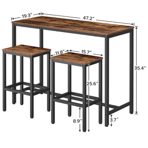 Thanh Bàn Và Ghế Đặt Hình Chữ Nhật Quán Bar Bảng Và 2 Thanh Phân 3-Mảnh Ăn Sáng Bảng Đặt Cho Nhà Bếp Đồ Nội Thất Nhà Hiện Đại - Product Image 5
