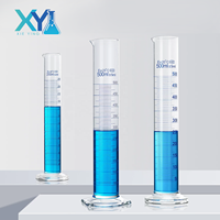 Silinder Ukur Kaca Pyrex Anti-korosi Laboratorium Kimia 10ml~2000ml dengan Penutup, Silinder Kaca untuk Air