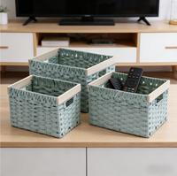 Paniers de rangement carrés en rotin PE avec poignées, petits, écologiques, modernes, pour armoire, boîtes de rangement polyvalentes pour jouets, maison, aliments