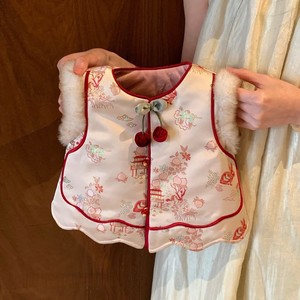 Tongxingyuan Baby Girls Chinese Style New Year Vest Set Thickening Two Piece Outfit With Pearl Bag - Product Image 3