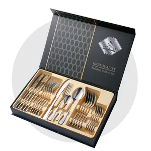 Good Selling Gift Box Fork Knife And Spoon Home Restaurant Cutlery Stainless Steel 24 pcs Flatware Set