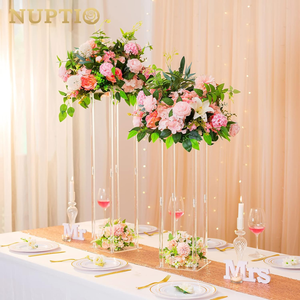 Vases acryliques centres de table de mariage pour tables-2 supports de fleurs à <span class=keywords><strong>colonne</strong></span> <span class=keywords><strong>transparente</strong></span>, Vases à fleurs de 60cm de haut pour centres de table, - Product Image 3
