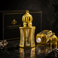Flacon de parfum de luxe en verre ajouré plaqué or 6ml 8ml 10ml 15ml, flacon vide pour huiles essentielles, flacon d'attar rechargeable, style arabe