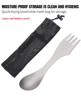 Cuillère-fourchette-couteau 3-en-1 en titane pour le camping, écologique, résistant à la rouille, durable, ultraléger, portable, ensemble de vaisselle de pique-nique