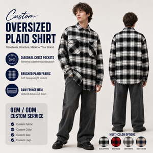 Camicie in Flanella a Quadri per Uomo Personalizzate OEM, 340gsm, 100% Cotone Pesante, Oversize, Manica Lunga, Produttore di Giacche-<span class=keywords><strong>Camicia</strong></span> - Product Image 4