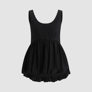 Top sin espalda con dobladillo de burbujas para mujer, blusa informal única con cuello cuadrado, sin mangas, entallada y que realza la cintura - Product Image 4