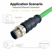 Konektor Ethernet RJ45 PVC M12D Terproteksi - Harness 4-Core Male Aviation Plug IP67 Digunakan pada Mesin Industri Tahan Lama
