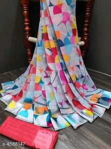 Vêtement Ethnique Blanc Attrayant Saree Surat rose Broderie Blouse Garment - Product Image 2