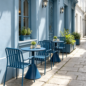 Set Tavolo da Pranzo Circolare in Metallo, Elegante <span class=keywords><strong>e</strong></span> Semplice, Set Tavolo <span class=keywords><strong>e</strong></span> <span class=keywords><strong>Sedie</strong></span> da Giardino Personalizzabile - Product Image 1