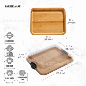 Plateau à fromage en bambou avec couvercle transparent 12x8 pouces pour servir des en-cas et une utilisation en cuisine - Product Image 4