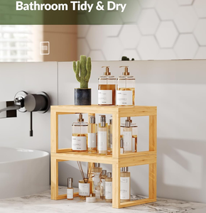 Nuovo Espositore da Banco in Bambù per Ingrosso, Organizzatore Impilabile per Spezie e Oggetti Vari, <span class=keywords><strong>Scaffali</strong></span> per <span class=keywords><strong>Cucina</strong></span>, Bagno, Sala da Pranzo - Product Image 1