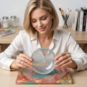 Bol en résine fait main avec finition pailletée, design glamour, idéal pour offrir ou pour les fêtes - Product Image 1