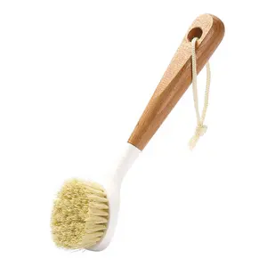 Scrubber per pentole piccole in legno di bambù rotondo naturale-spazzola per piatti Zero rifiuti/spazzola per Scrub da cucina