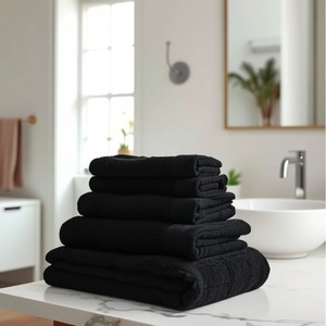 Tovaglia da bagno in puro cotone asciugamano quadrato con logo personalizzato ricamato asciugamani neri per <span class=keywords><strong>parrucchiere</strong></span> - Product Image 5