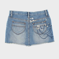 Mini-jupes en jean sexy ornées de sequins personnalisés, robes pour femmes brodées de strass, jupes courtes à bord brut