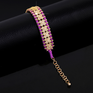 Bracciale Intrecciato Fatto a Mano con Zirconia Cubica Colorata, Gioiello in Stile Bohémien, Braccialetto Regolabile in Ottone per Donne - Product Image 4