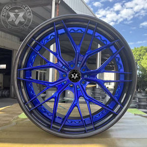 Jantes forgées personnalisables en fibre de carbone bleues pour voitures, 17-24 pouces, 8J-12J, compatibles avec Toyota Supra, <span class=keywords><strong>Ford</strong></span> <span class=keywords><strong>Mustang</strong></span>, PCD CB personnalisé - Product Image 2