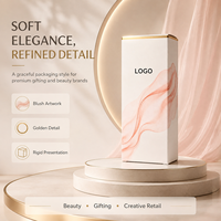 Boîte cosmétique de luxe en papier d'art biodégradable et recyclable avec logo personnalisé, imprimé marbré rose, emballage pliable à rabat supérieur, bord doré pour