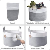 Panier de rangement en corde de coton tissée, vente chaude 2024, panier à linge sale, paniers de rangement, bacs, poignées durables
