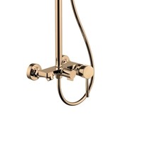 KAM-ARTE ROSE GOLD Ensembles de robinetterie de salle de bain Colonne de douche fixe en acier inoxydable Pomme de douche Douchette flexible Jet de bain Finition or rose