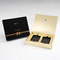 Ensemble d'emballage personnalisé pour soins de la peau, boîte en papier noire et dorée avec insert en mousse